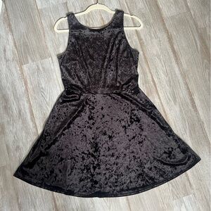 H&M Divided Black Velvet Skater Dress with Back Cutout US 12